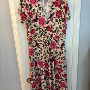 Leota Pink and Green Floral Maxi Dress